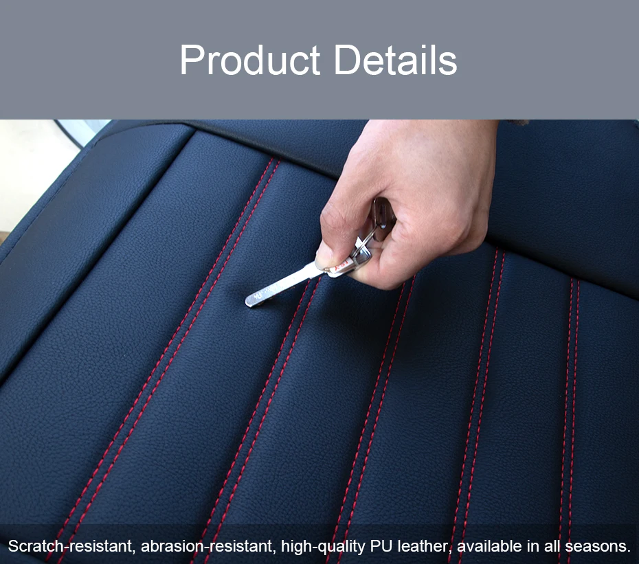 SEAMETAL Full-Surrounded Car Seat Cover Premium PU Leather Auto Seat Protector Cushion Antii Scratch Chair Protection Pad Mat