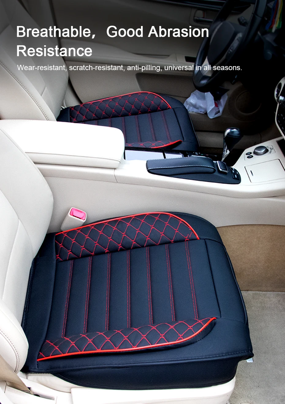 SEAMETAL Full-Surrounded Car Seat Cover Premium PU Leather Auto Seat Protector Cushion Antii Scratch Chair Protection Pad Mat