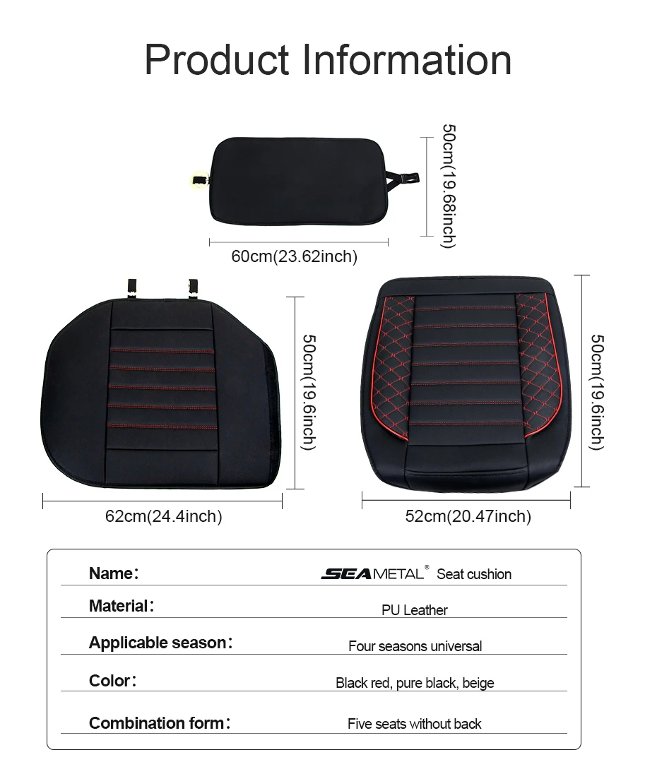 SEAMETAL Full-Surrounded Car Seat Cover Premium PU Leather Auto Seat Protector Cushion Antii Scratch Chair Protection Pad Mat