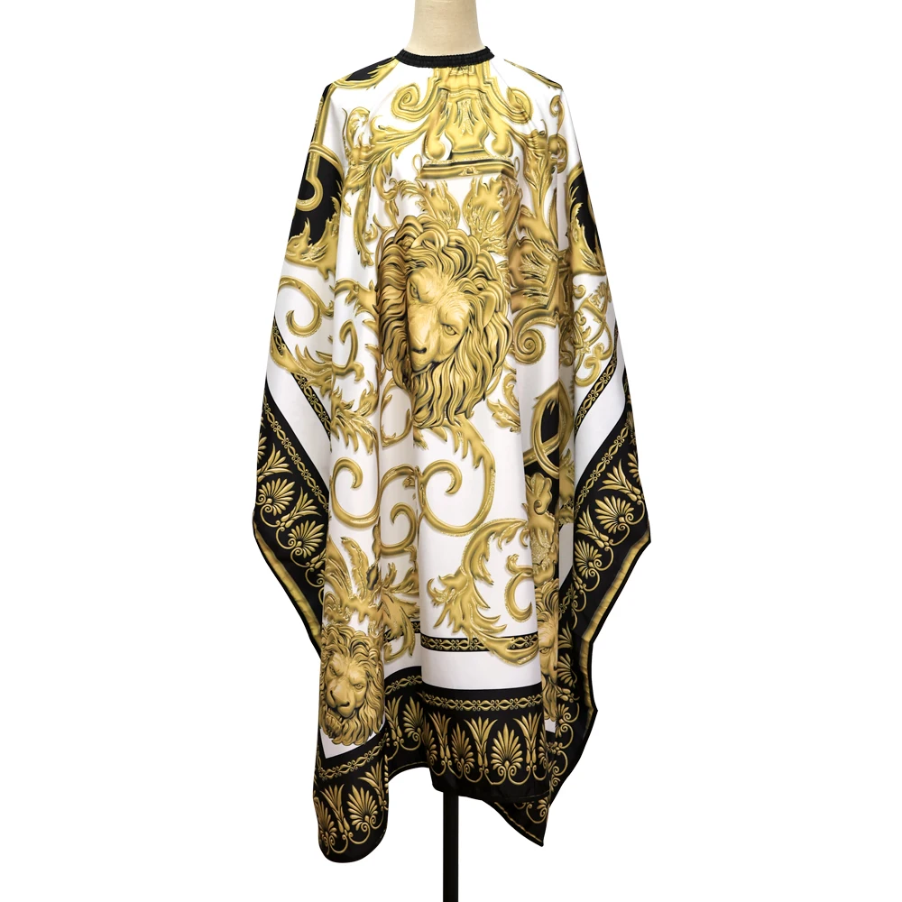 Haircut Bibs Antistatic Non-Sticky Haircut Shawl Cloth Retro Lion Pattern Barbershop Adults Poly Pongee Cape Salon Styling Tools