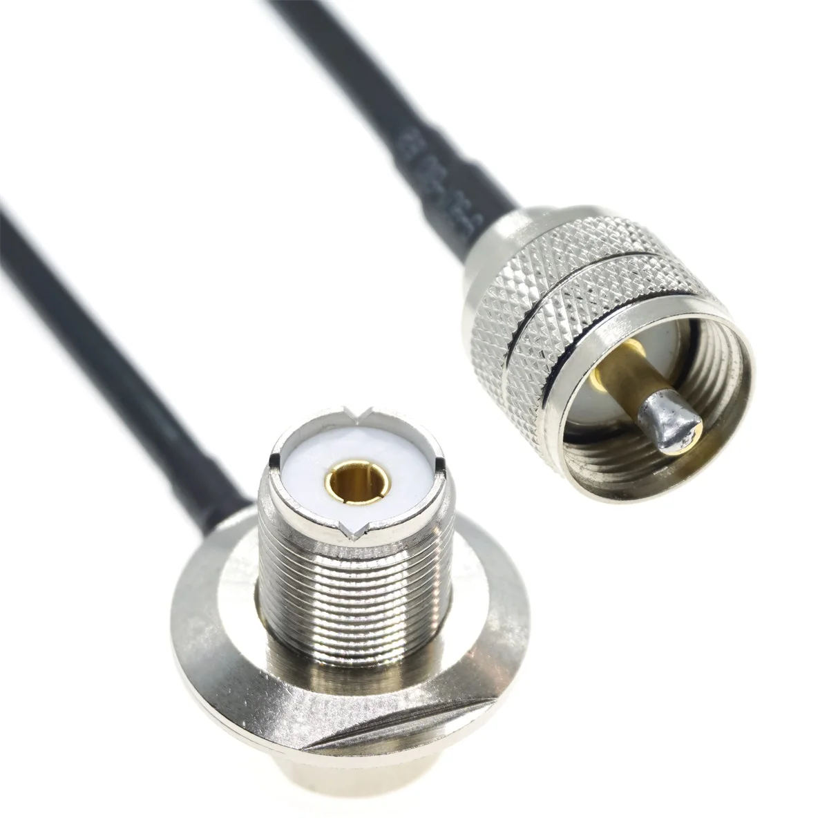RG58 UHF to UHF PL259 SO239 Male Female Plug Jack Right Angle Crimp Coaxial Connector RF antenna extension coax cable 50ohm 5M
