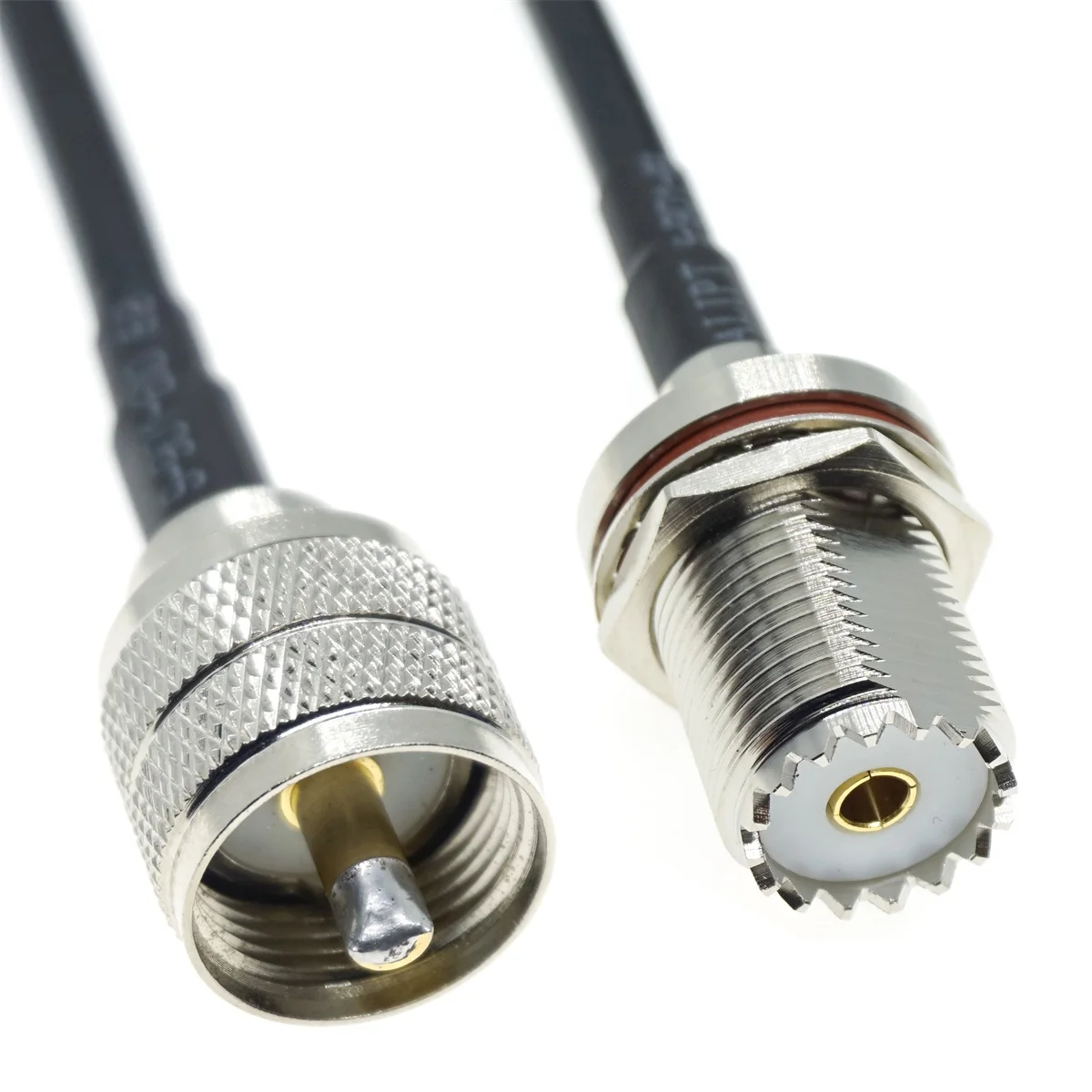 RG58 UHF to UHF PL259 SO239 Male Female Plug Jack Right Angle Crimp Coaxial Connector RF antenna extension coax cable 50ohm 5M