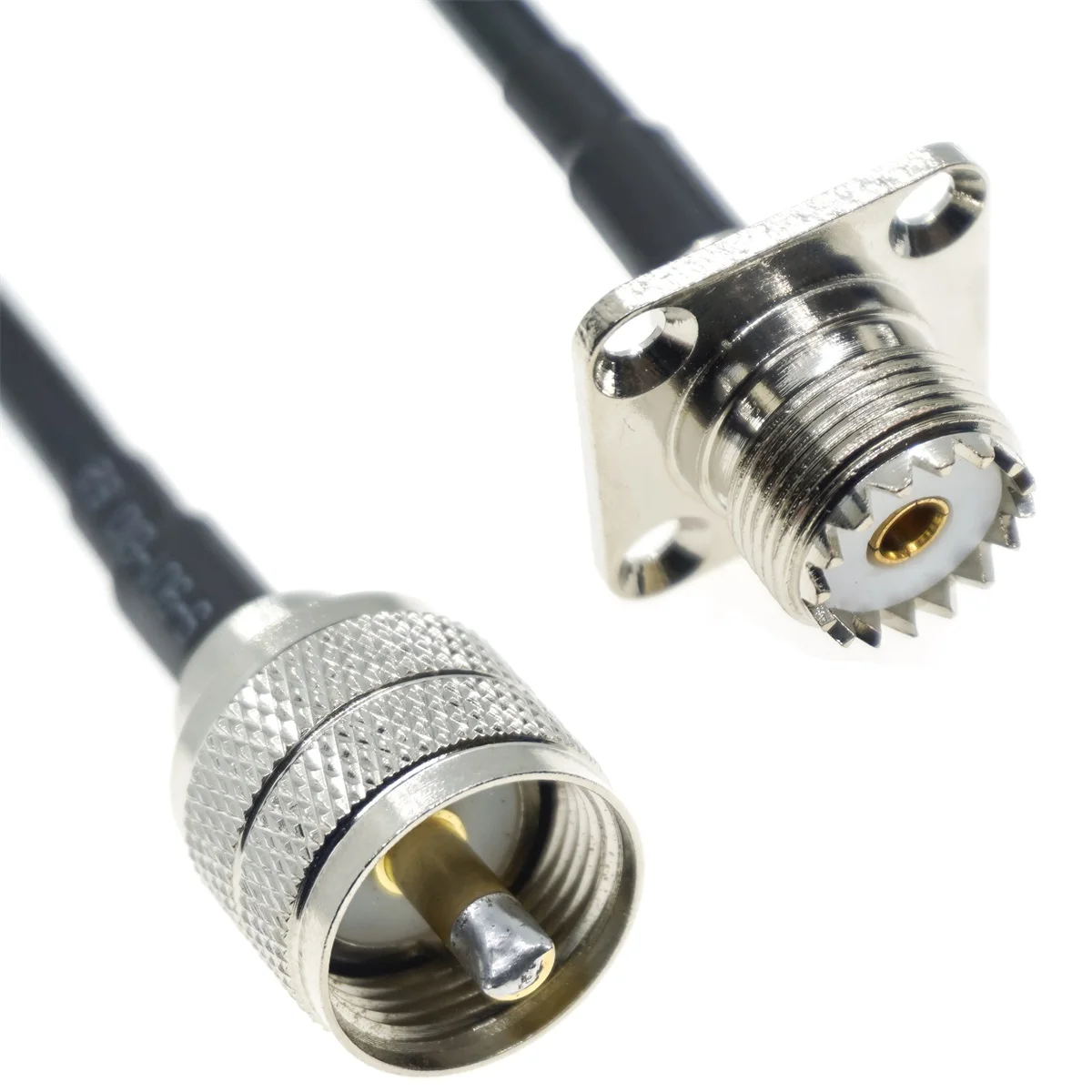 RG58 UHF to UHF PL259 SO239 Male Female Plug Jack Right Angle Crimp Coaxial Connector RF antenna extension coax cable 50ohm 5M