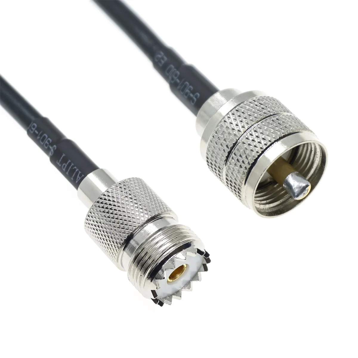 RG58 UHF to UHF PL259 SO239 Male Female Plug Jack Right Angle Crimp Coaxial Connector RF antenna extension coax cable 50ohm 5M
