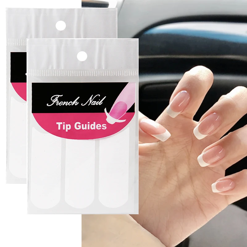 2pcs French Manicure Nail Wraps Stickers, Nail Art Form Fringe Tip Guides for DIY Nail Decoration