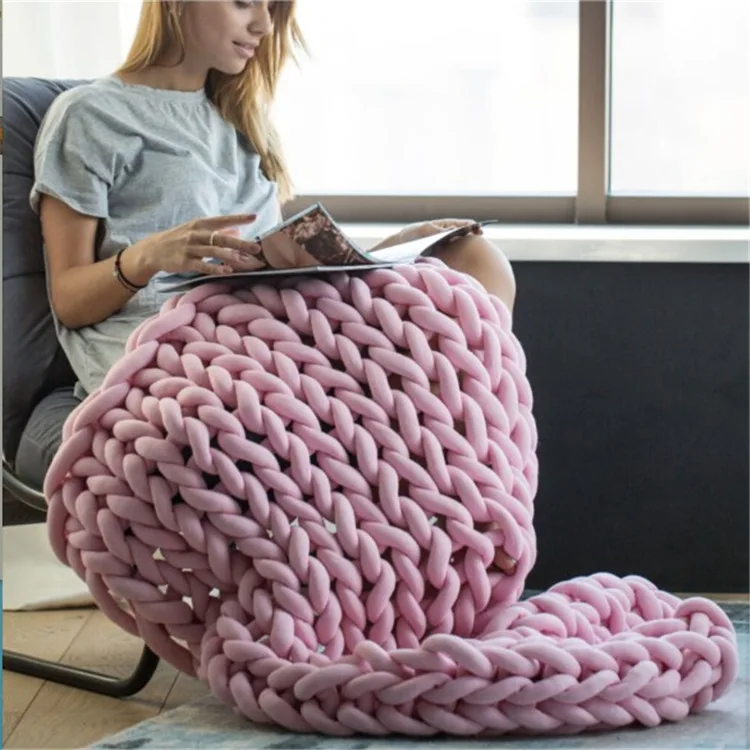500G Thick Chunky Yarn Cored Cotton Wool Tube Yarn for DIY Blanket Hat Bulky Arm Roving Handwork Knitting Spin Yarn
