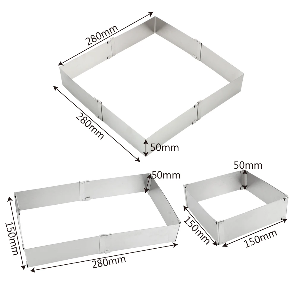 Adjustable Mousse Ring DIY Cake Decorating Mould Square Cake Mold Stainless Steel Bakeware Dessert Baking Tool Cake Tools