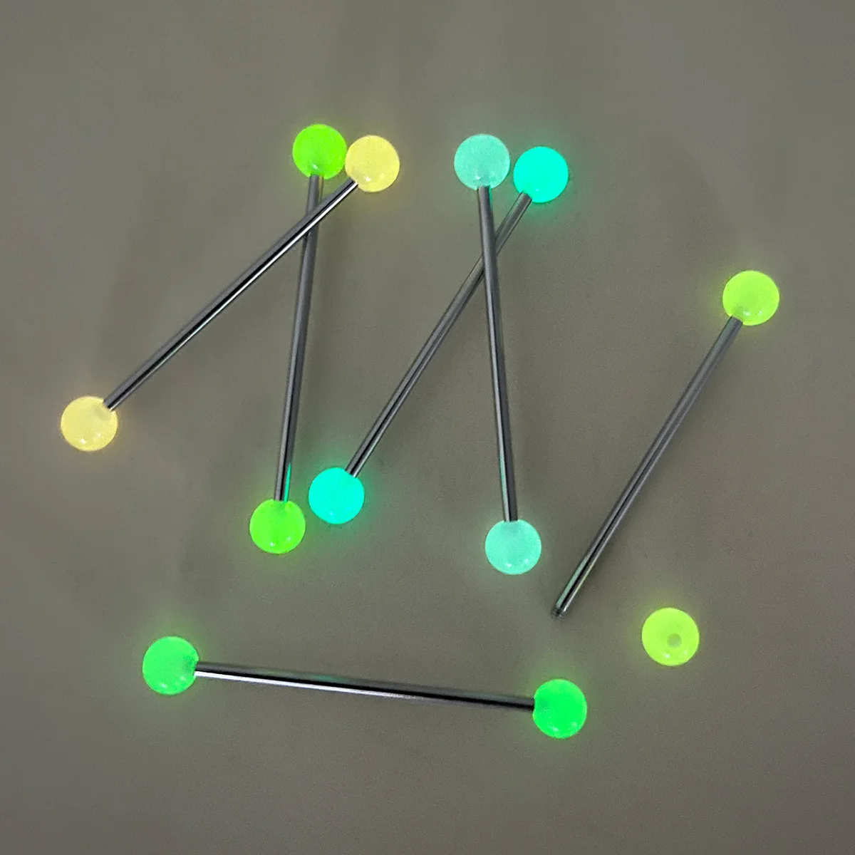 6pcs Luminous Acrylic Cartilage Earrings Piercing Industrial Barbell Long Ear Stud Ring Bar Tragus Helix Women Body Jewelry 14G