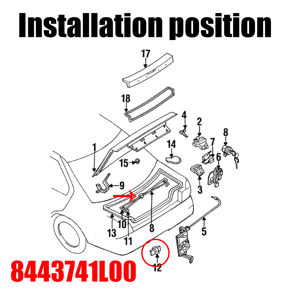 8443741L00 Car Trunk Boot Torsion Bar Clip Fastener Rivet For Nissan Almera Bluebird Sunny Tiida Pulsar Sentra Skyline Sylphy