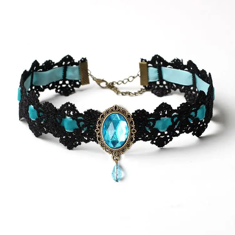 10 Style Red Blue Black Bohemian Lace Necklaces For Women Fashion Gothic Punk Contrast Color Choker Chain Jewelry Friends Gift