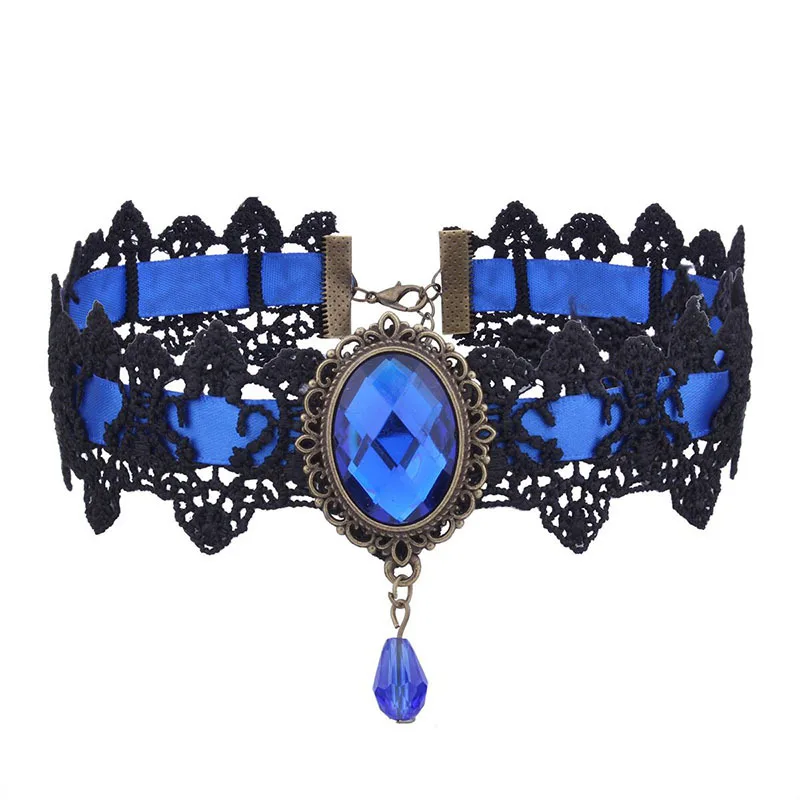 10 Style Red Blue Black Bohemian Lace Necklaces For Women Fashion Gothic Punk Contrast Color Choker Chain Jewelry Friends Gift