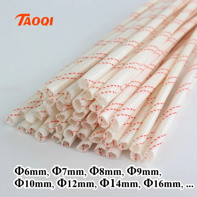 1M/Lot 1mm 1.5mm 2mm 2.5mm 3mm 3.5mm -60mm 600 Deg High Temperature Braided Soft Fiberglass Sleeving Fiber Glass Tube Tubing