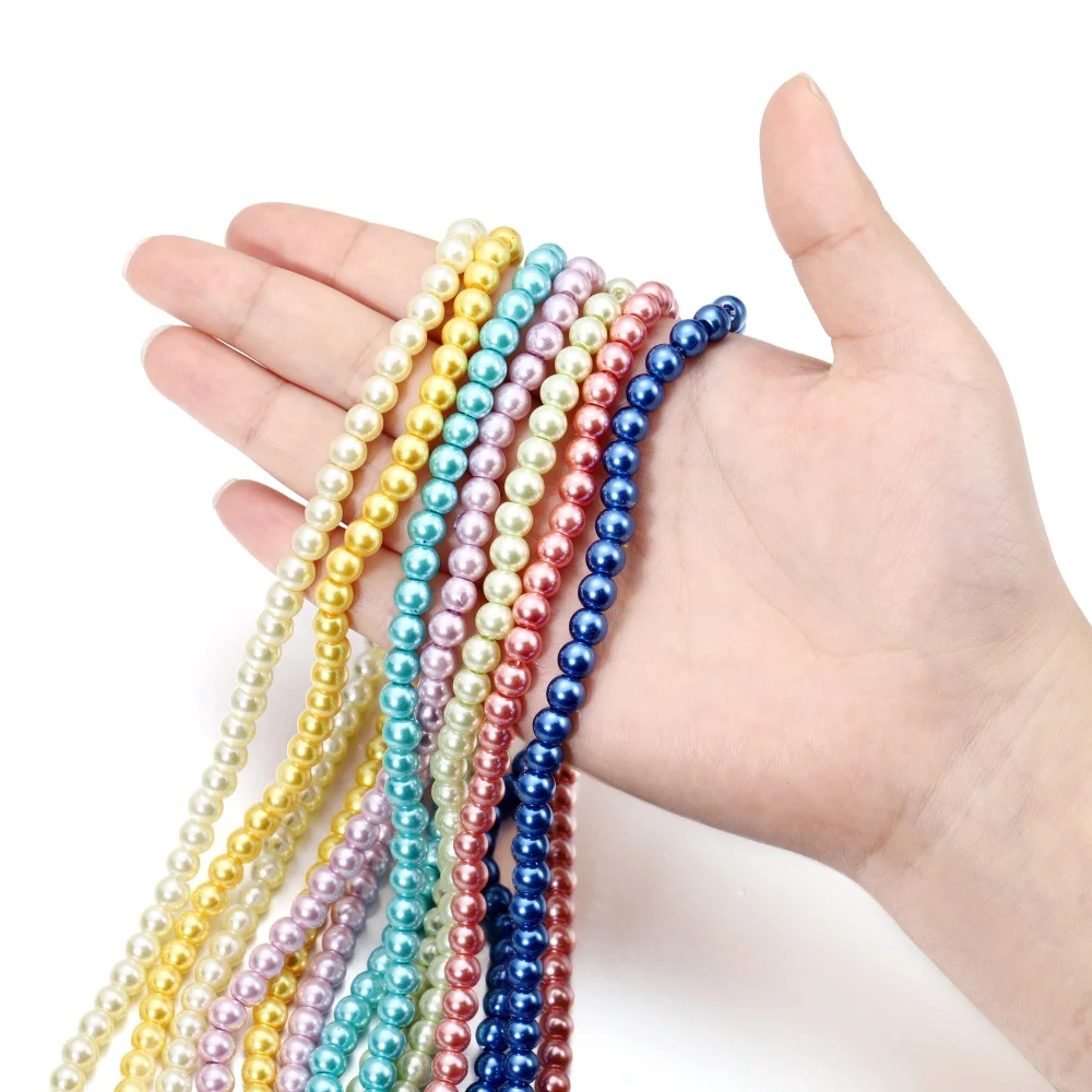 100Pcs/Lot 4/6/8/10mm Round Glass Bead Imitation Pearl Beads for DIY Earrings Necklace Jewelry Making Findings Accessories