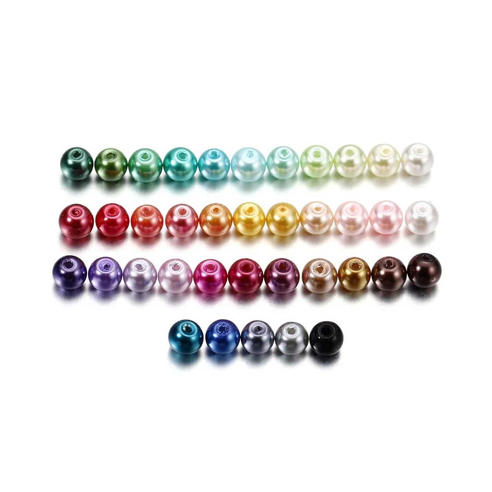 100Pcs/Lot 4/6/8/10mm Round Glass Bead Imitation Pearl Beads for DIY Earrings Necklace Jewelry Making Findings Accessories