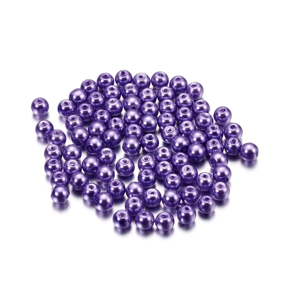 100Pcs/Lot 4/6/8/10mm Round Glass Bead Imitation Pearl Beads for DIY Earrings Necklace Jewelry Making Findings Accessories