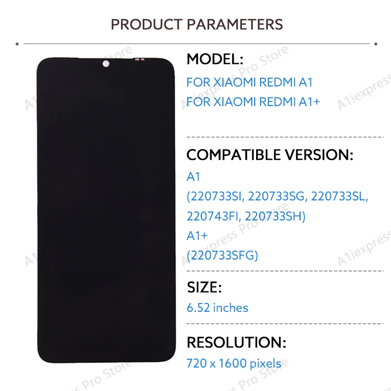6.52" IPS LCD For Xiaomi Redmi A1 A1+ LCD Display Touch Screen Digitizer Assembly For Redmi A1 Plus 220733SI 220733SG Display