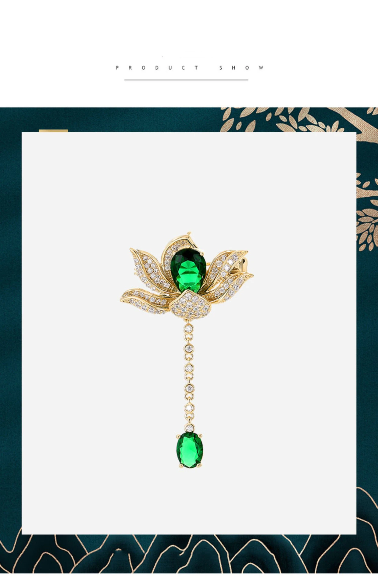 Vintage Elegant Women Classic Pendant Lotus Crystal Brooches Badges Exquisite Lady Shiny Plant Rhinestone Party Pins Jewelry
