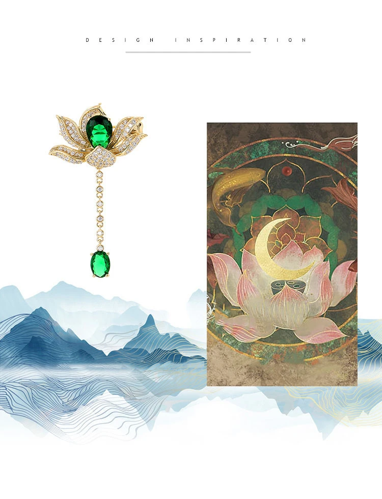 Vintage Elegant Women Classic Pendant Lotus Crystal Brooches Badges Exquisite Lady Shiny Plant Rhinestone Party Pins Jewelry