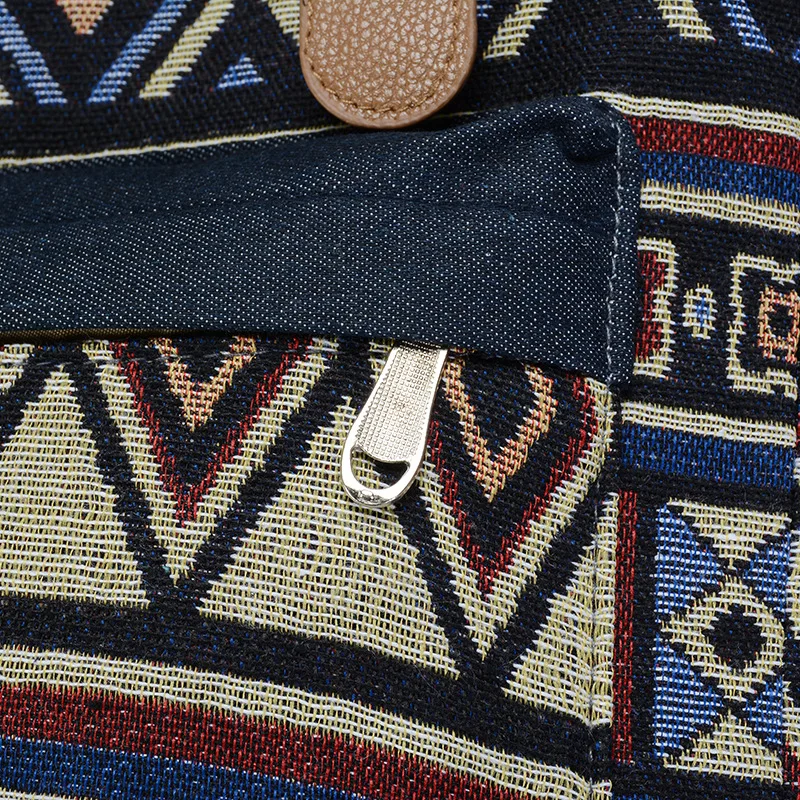Women Printing National Backpack Canvas School Bags For Teenagers Shoulder Bag Weekend Travel Rucksack Denim Mochilas Femininas