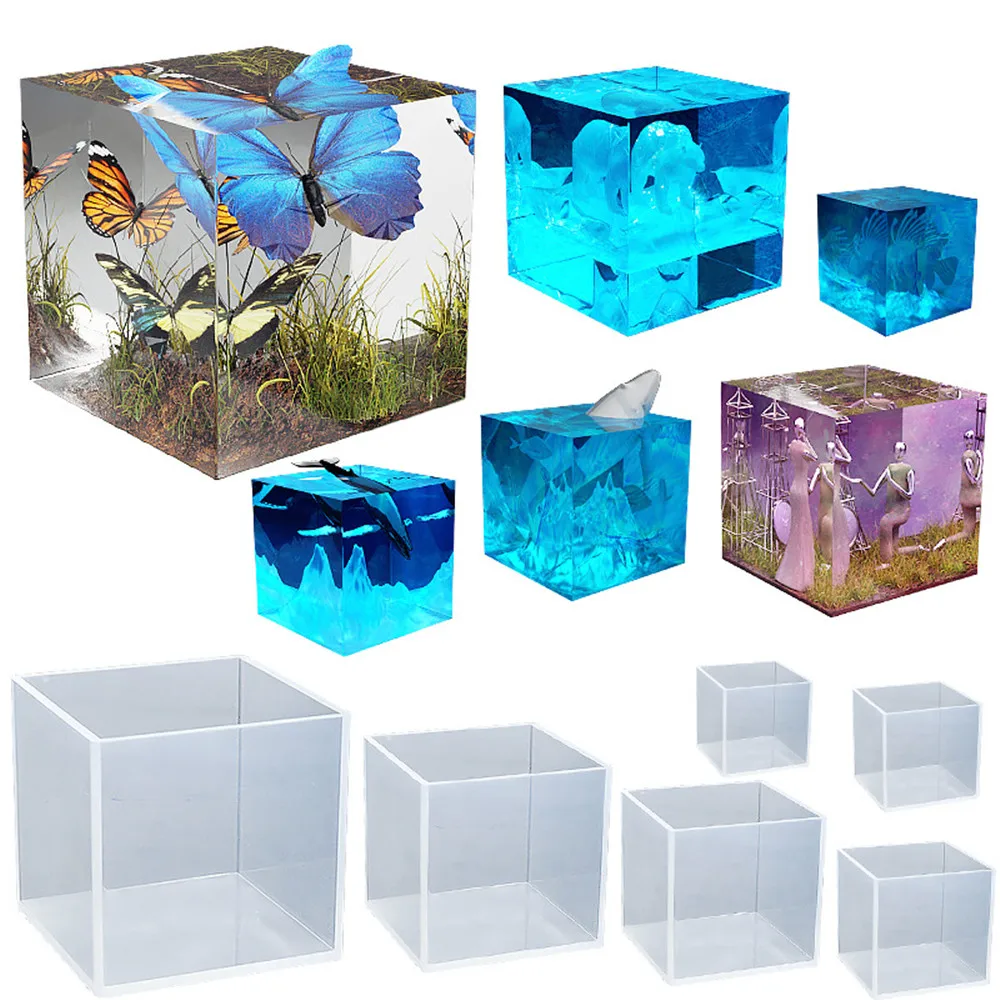 15mm-80mm 3D Square Silicone Mold Crystal Epoxy Resin Casting Muold for DIY Epoxy Resin Crafts Table Home Decoration Tools