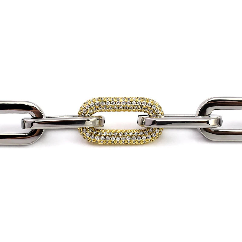 316L Stainless Steel Women Men Gold Silver Color Heavy Thick Big Links Chain Necklace with Bling Crystals Punk Necklace Jewelry