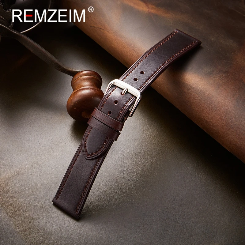 Retro Genuine Leather Strap Oil Wax Discoloration Cowhide Leather Watchband 18/19/20/21/22mm High Quality Business Watch Band