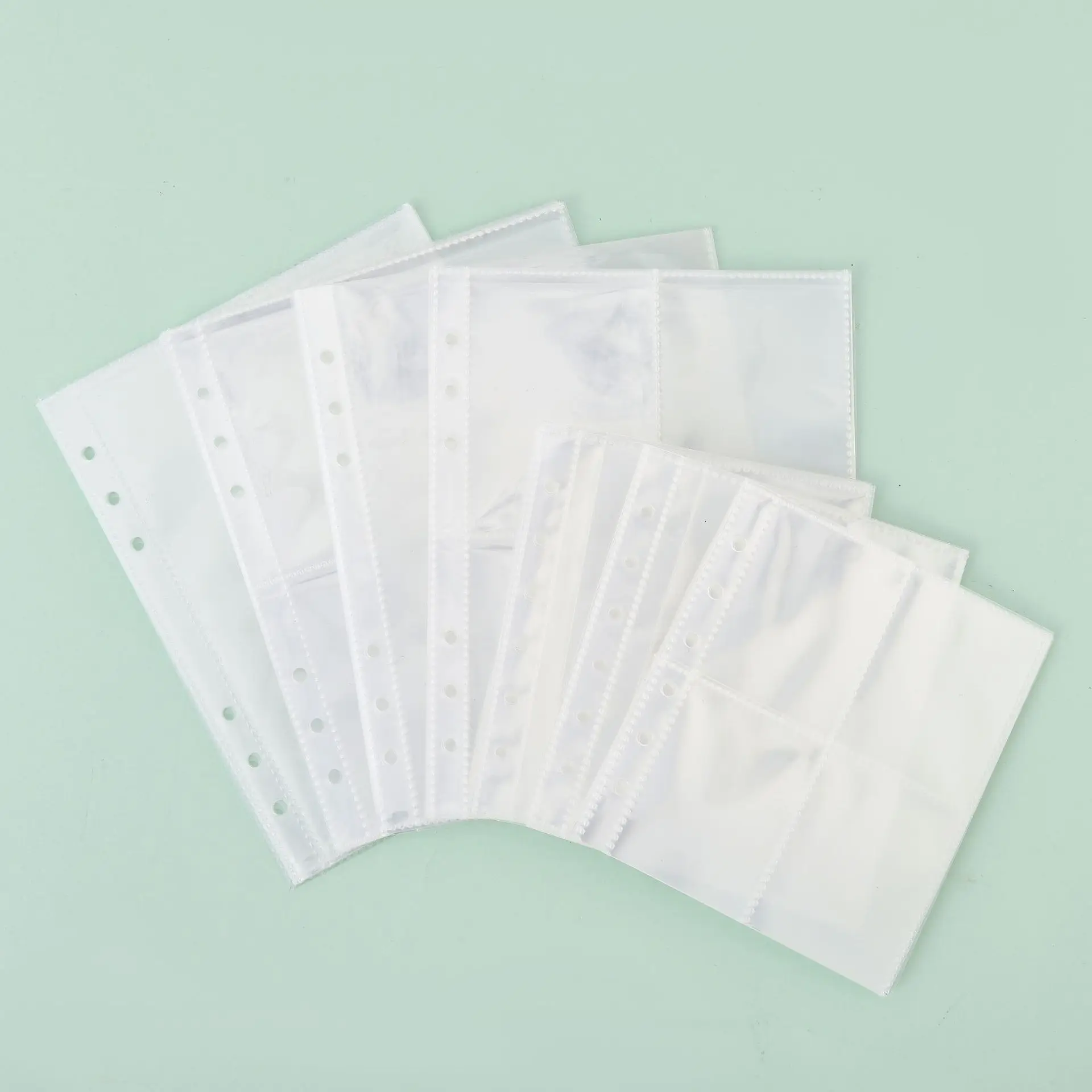 A5 A6 A7 10PCSTransparent File Holder Notebook 6 Hole Loose Leaf DIY Document Bag Binder Rings PVC Storage Binding Folder