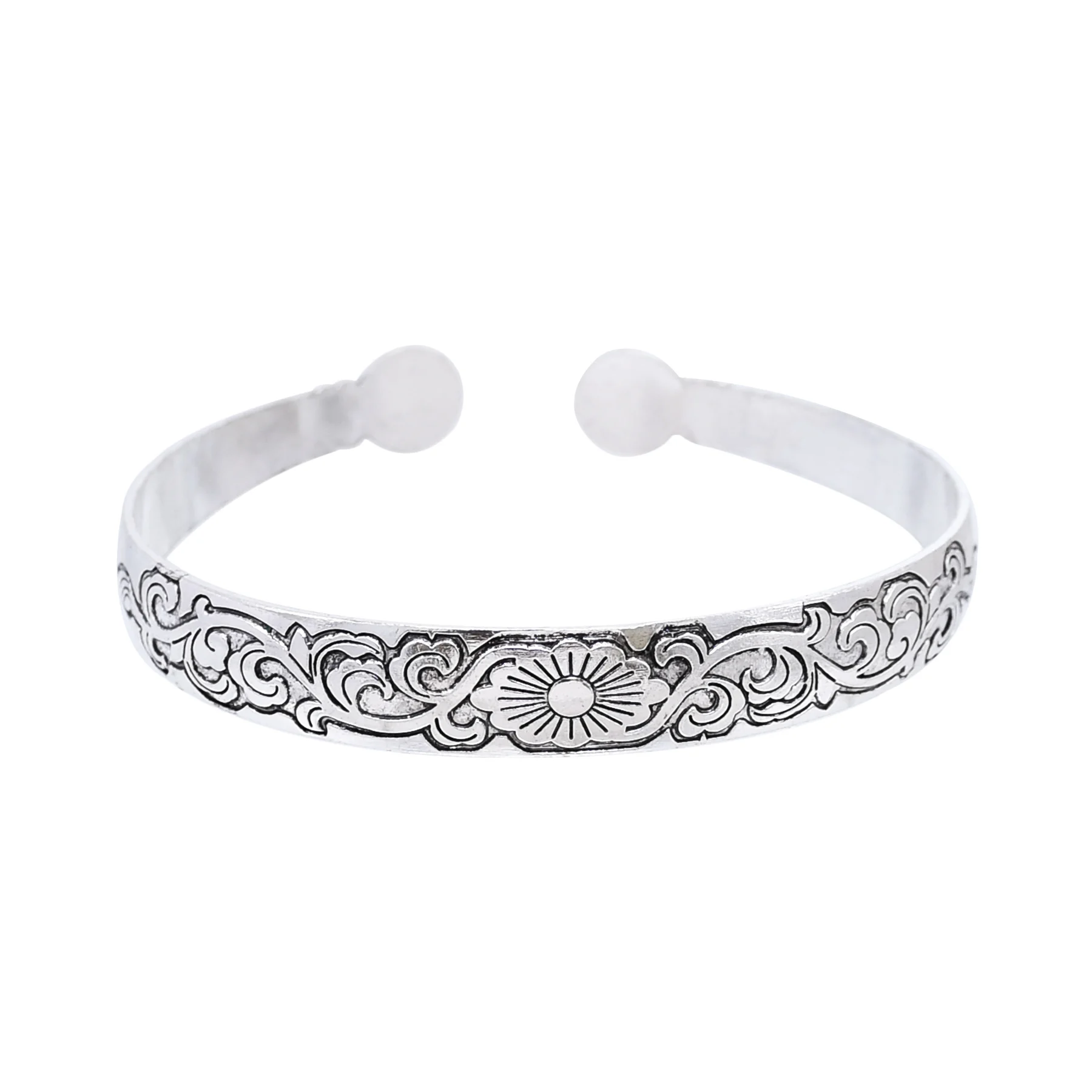 Women Cuff Bracelet Tibetan Silver Fashion Carving Vintage Boho Ethnic Bracelet Exaggerated Wide Bohemian Bracelets Female