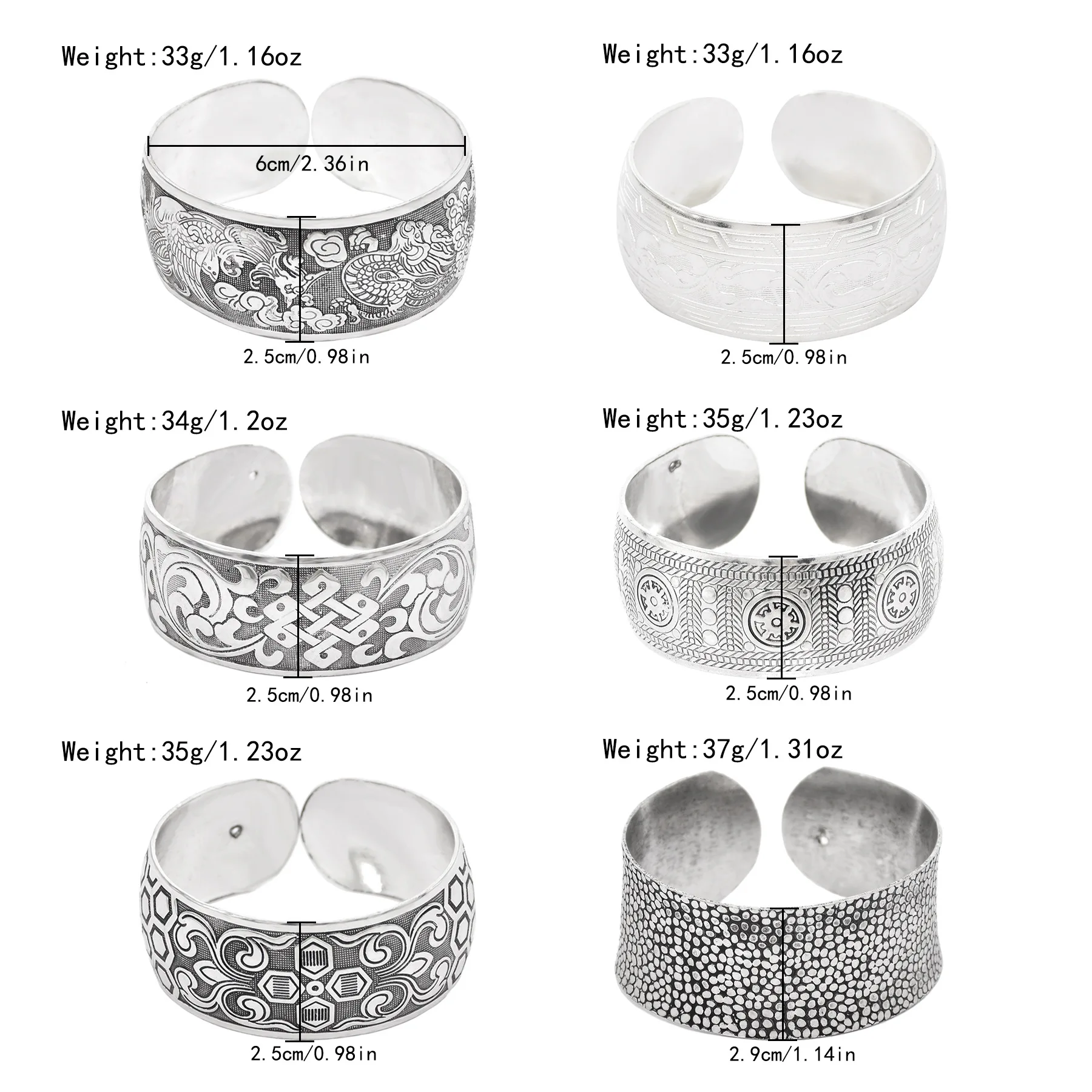 Women Cuff Bracelet Tibetan Silver Fashion Carving Vintage Boho Ethnic Bracelet Exaggerated Wide Bohemian Bracelets Female