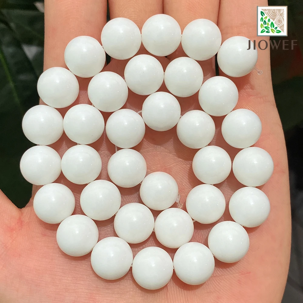 Natural Stone White Quartz Round Beads DIY Women's Bracelet Necklace Handmade By Hand DIY Bead Perles 15'' Strand 4/6/8/10/12mm