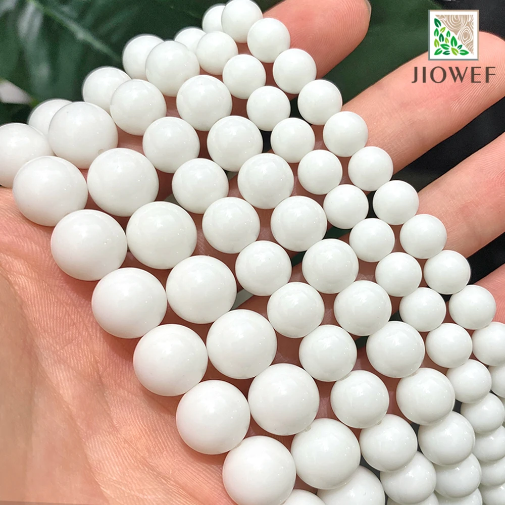 Natural Stone White Quartz Round Beads DIY Women's Bracelet Necklace Handmade By Hand DIY Bead Perles 15'' Strand 4/6/8/10/12mm