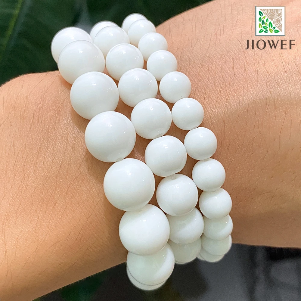 Natural Stone White Quartz Round Beads DIY Women's Bracelet Necklace Handmade By Hand DIY Bead Perles 15'' Strand 4/6/8/10/12mm