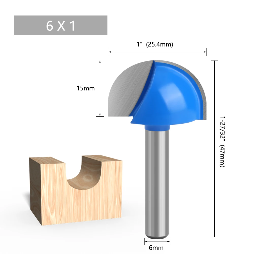 LAVIE 1pc 6mm 1/4 Shank Ball Nose Router Bit Set Round Milling Cutter For Wood CNC Radius Core Box Solid Carbide Tools