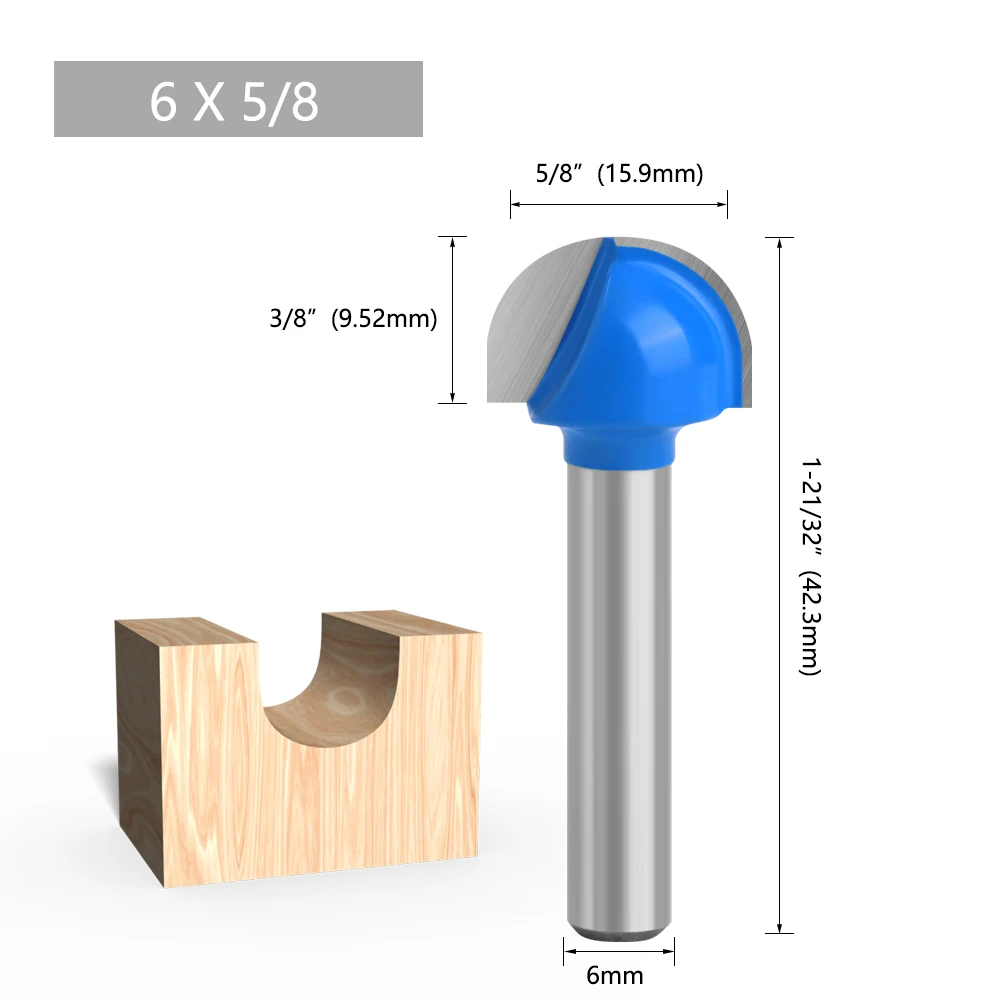 LAVIE 1pc 6mm 1/4 Shank Ball Nose Router Bit Set Round Milling Cutter For Wood CNC Radius Core Box Solid Carbide Tools