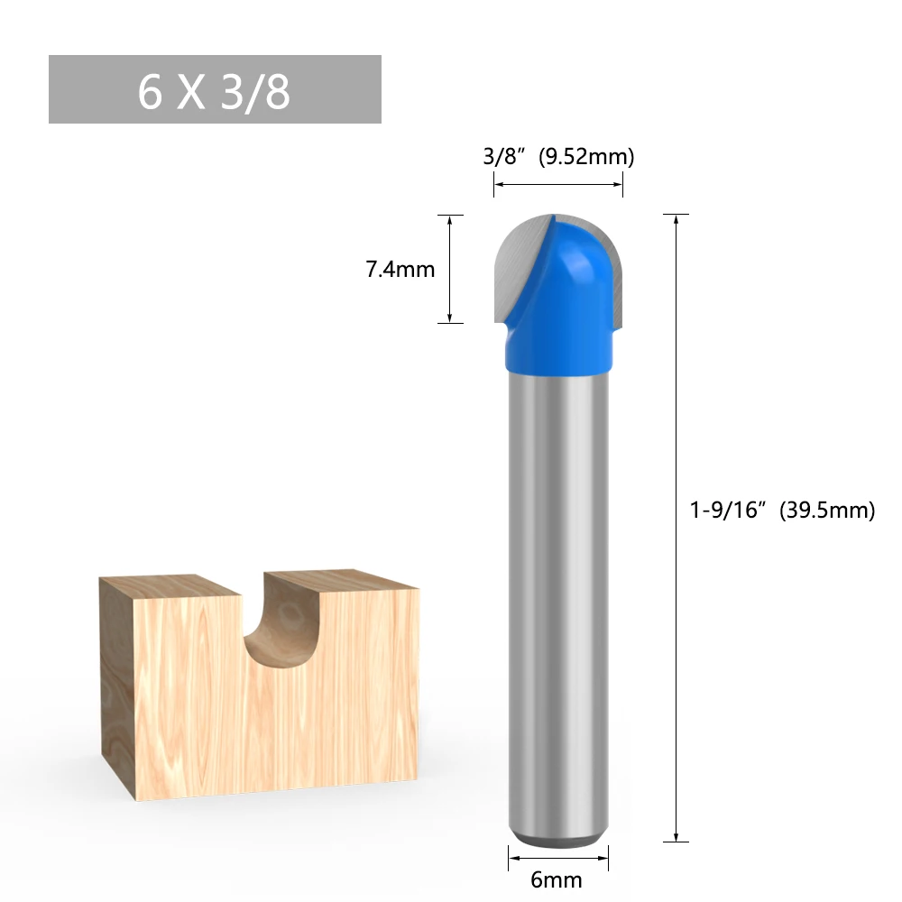 LAVIE 1pc 6mm 1/4 Shank Ball Nose Router Bit Set Round Milling Cutter For Wood CNC Radius Core Box Solid Carbide Tools