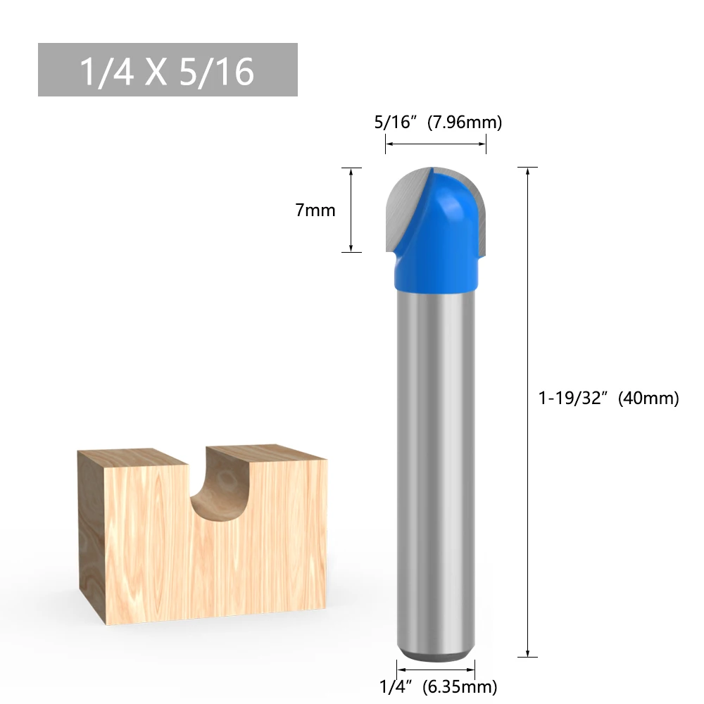 LAVIE 1pc 6mm 1/4 Shank Ball Nose Router Bit Set Round Milling Cutter For Wood CNC Radius Core Box Solid Carbide Tools