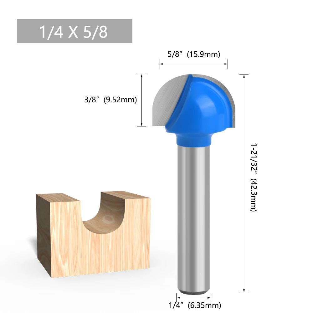 LAVIE 1pc 6mm 1/4 Shank Ball Nose Router Bit Set Round Milling Cutter For Wood CNC Radius Core Box Solid Carbide Tools