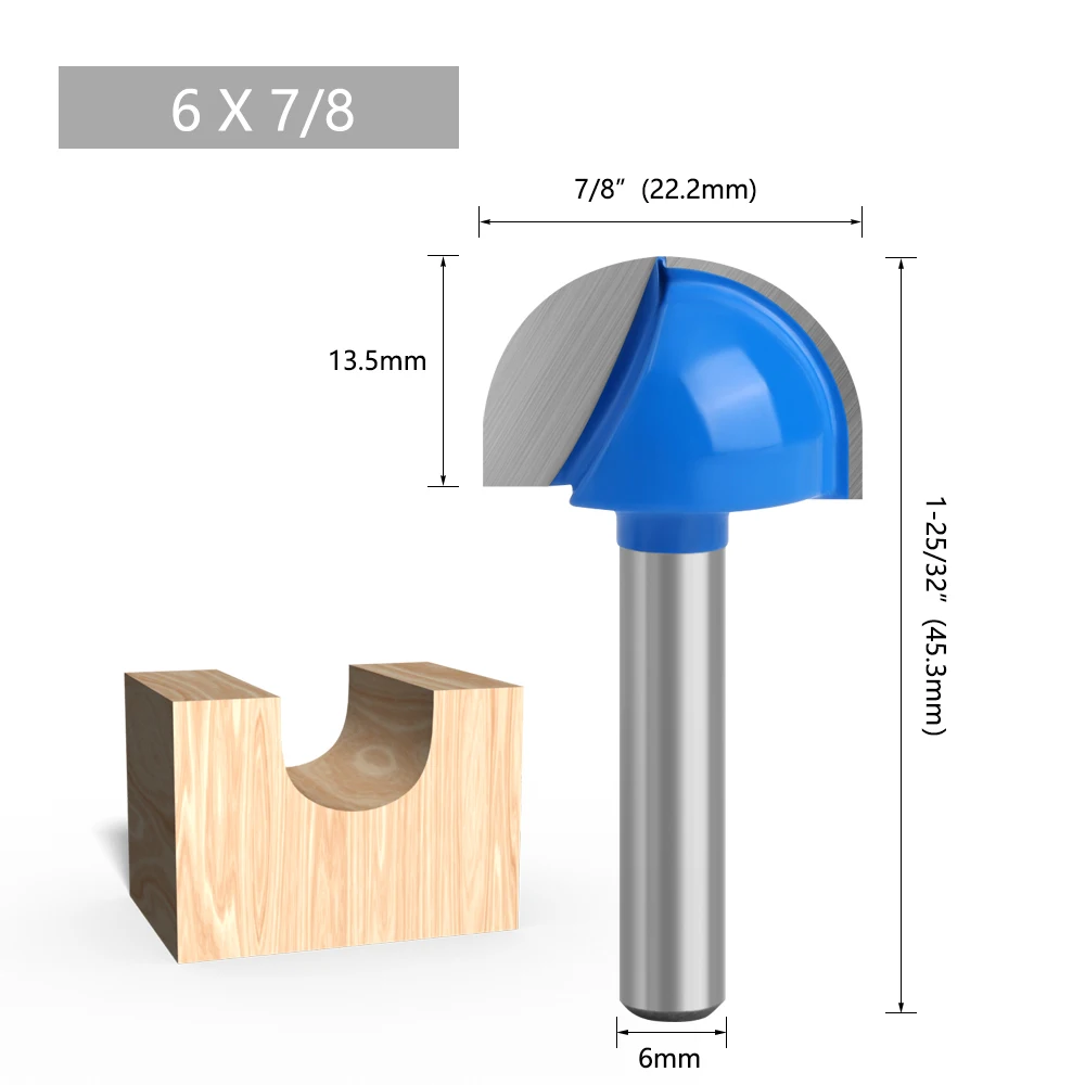 LAVIE 1pc 6mm 1/4 Shank Ball Nose Router Bit Set Round Milling Cutter For Wood CNC Radius Core Box Solid Carbide Tools