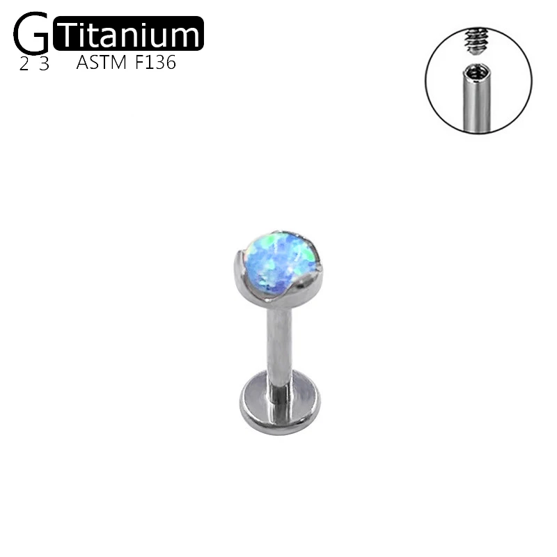 G23 Titanium Lip Nail Internal Thread 12 Colors Opal Piercing Jewelry Men's And Women's Fashion Versatile Earrings