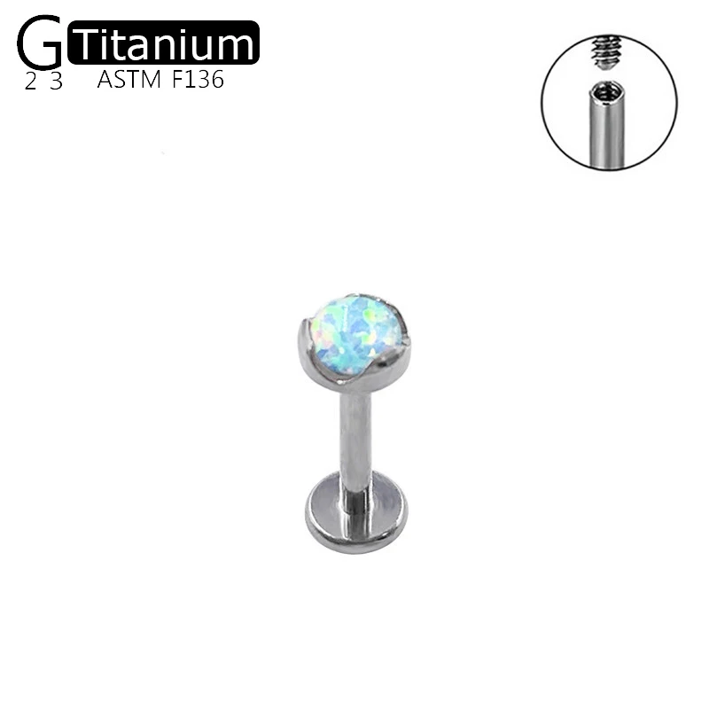 G23 Titanium Lip Nail Internal Thread 12 Colors Opal Piercing Jewelry Men's And Women's Fashion Versatile Earrings