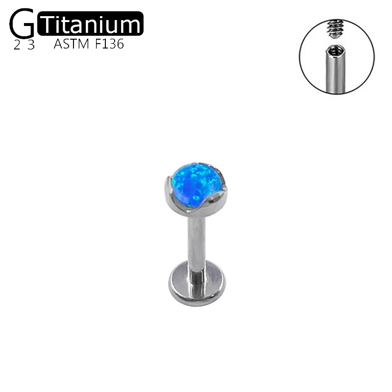 G23 Titanium Lip Nail Internal Thread 12 Colors Opal Piercing Jewelry Men's And Women's Fashion Versatile Earrings