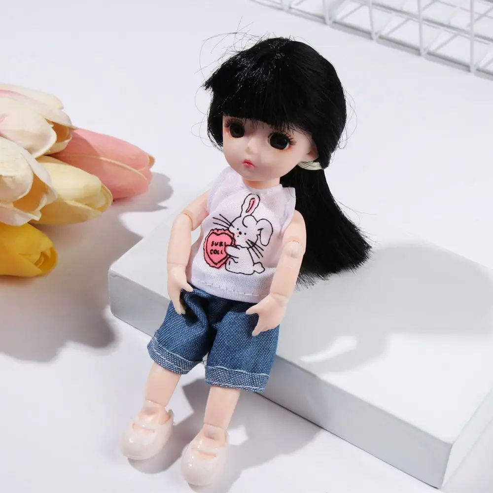 16cm Doll Clothes Cute Princess Dress For 1/8 BJD Doll Tops T-shirt Hoodies Jeans Pants Suit Lace Knitted Sweater Skirt Gift Toy