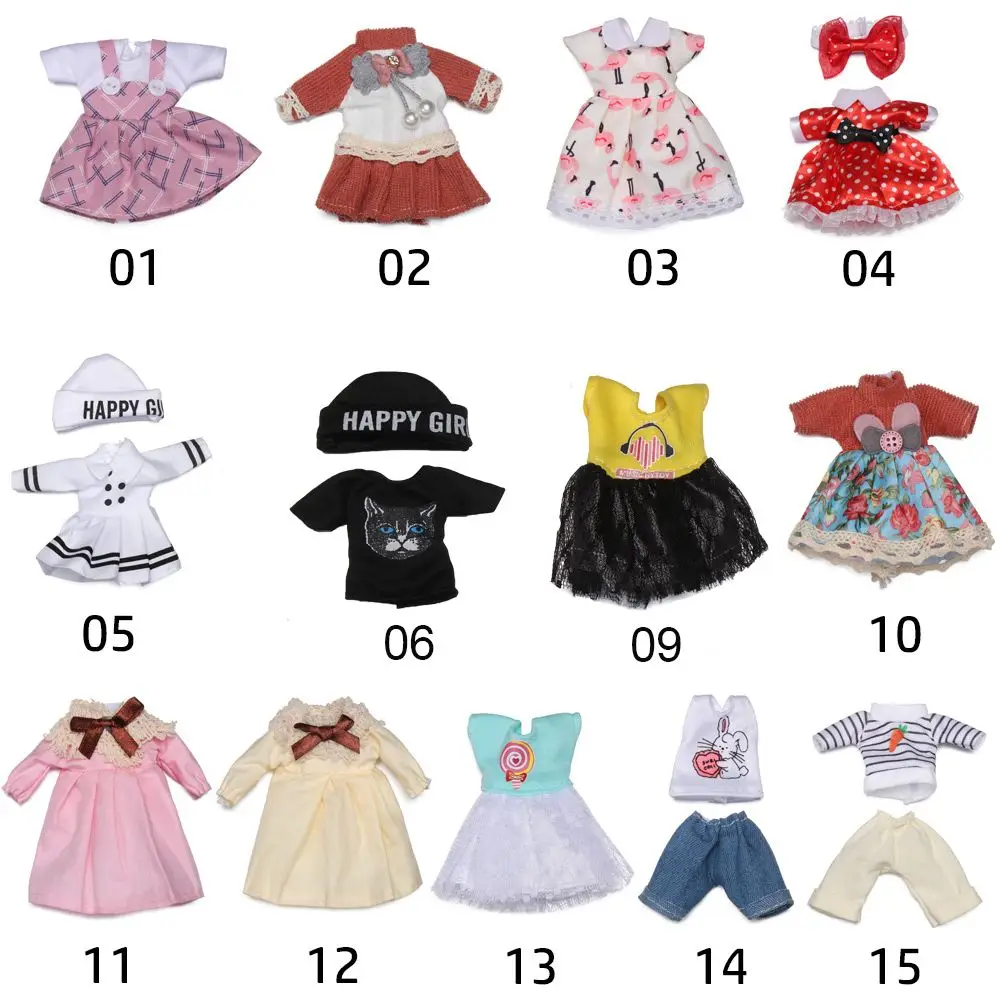 16cm Doll Clothes Cute Princess Dress For 1/8 BJD Doll Tops T-shirt Hoodies Jeans Pants Suit Lace Knitted Sweater Skirt Gift Toy