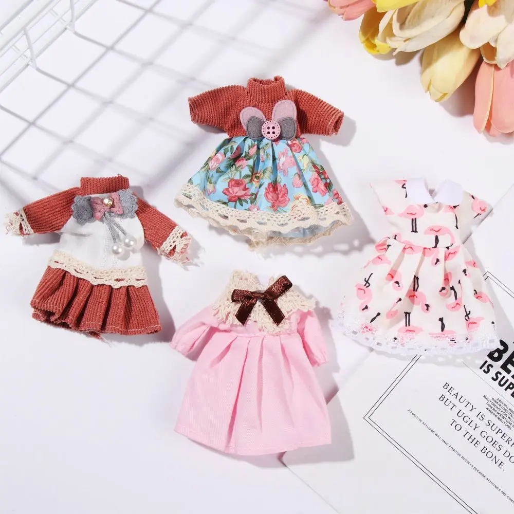 16cm Doll Clothes Cute Princess Dress For 1/8 BJD Doll Tops T-shirt Hoodies Jeans Pants Suit Lace Knitted Sweater Skirt Gift Toy