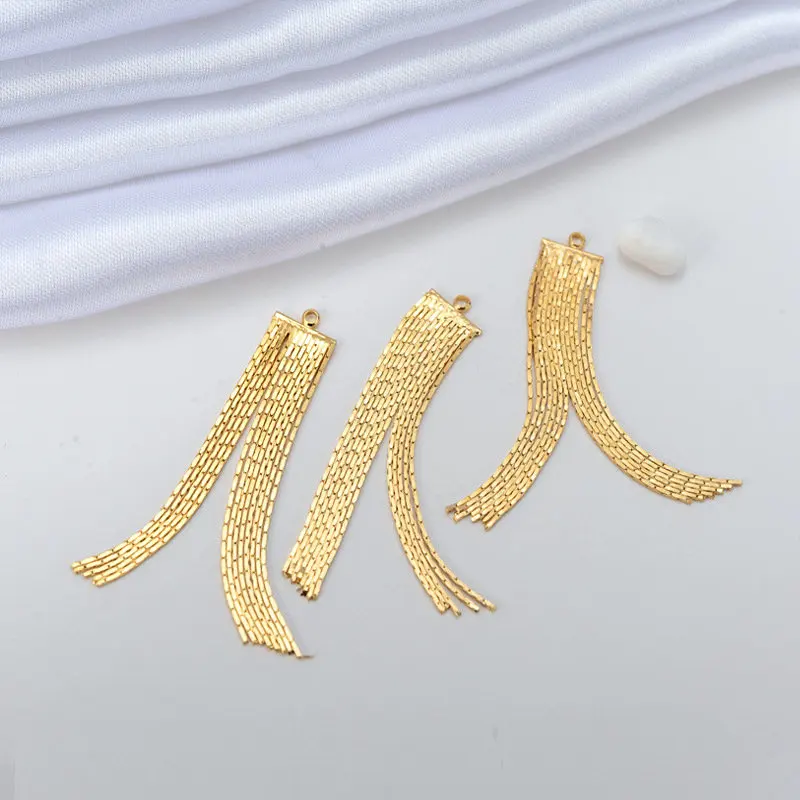 4PCS 45MM 24K Gold Color Plated Brass Jewelry Accessories Chain Tassel DIY Making Hand Made Jewelry Findings Component