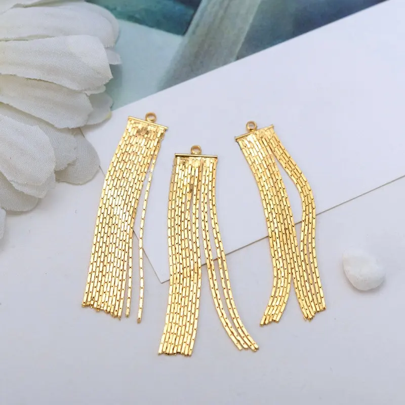 4PCS 45MM 24K Gold Color Plated Brass Jewelry Accessories Chain Tassel DIY Making Hand Made Jewelry Findings Component