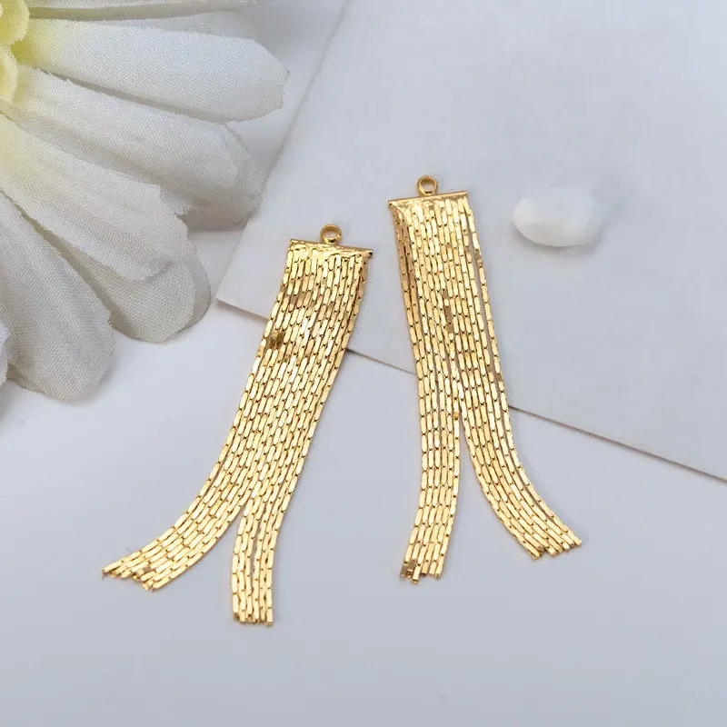 4PCS 45MM 24K Gold Color Plated Brass Jewelry Accessories Chain Tassel DIY Making Hand Made Jewelry Findings Component