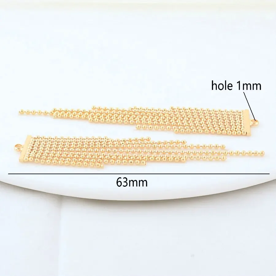 4PCS 45MM 24K Gold Color Plated Brass Jewelry Accessories Chain Tassel DIY Making Hand Made Jewelry Findings Component