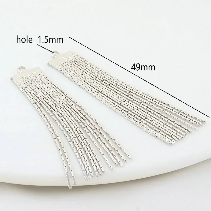 4PCS 45MM 24K Gold Color Plated Brass Jewelry Accessories Chain Tassel DIY Making Hand Made Jewelry Findings Component