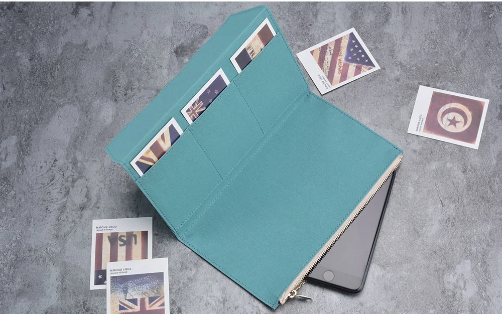 Canvas Cloth Zipper Pouch Pocket Leather Bound Notebook Planner Accessory Regular Passport Storage Bag File Folder Stationery